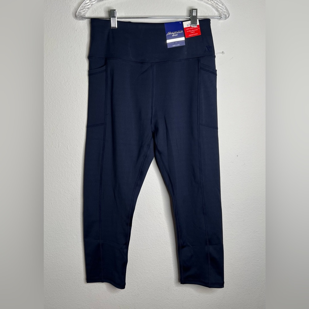 AEROPOSTALE SPORT High Rise Capris Leggings Blues Large 2 Pockets Pants